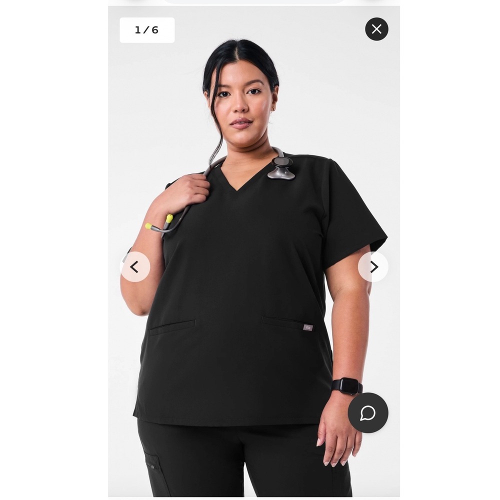 FIGS Casma Three-Pocket Scrub Top Women's XXL Black Healthcare Nurse Doctor Vet